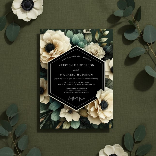 Convites Cream Botanical Bloom Wedding (Criador carregado)