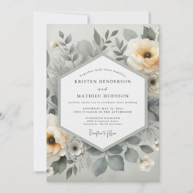 Convites Cream Botanical Ethereal Wedding (Frente)