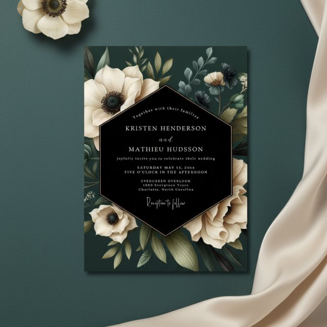 Convites Cream Botanical Moody Wedding (Criador carregado)