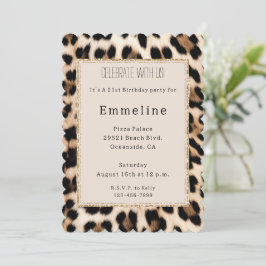 Convites Cream Brown Black Leopard Dourado Glitor