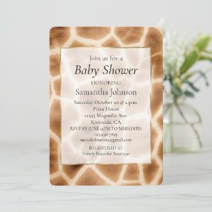 Convites Cream Brown Giraffe Animal Print