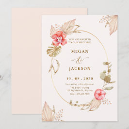 Convites Cream calmo casamento floral elegante