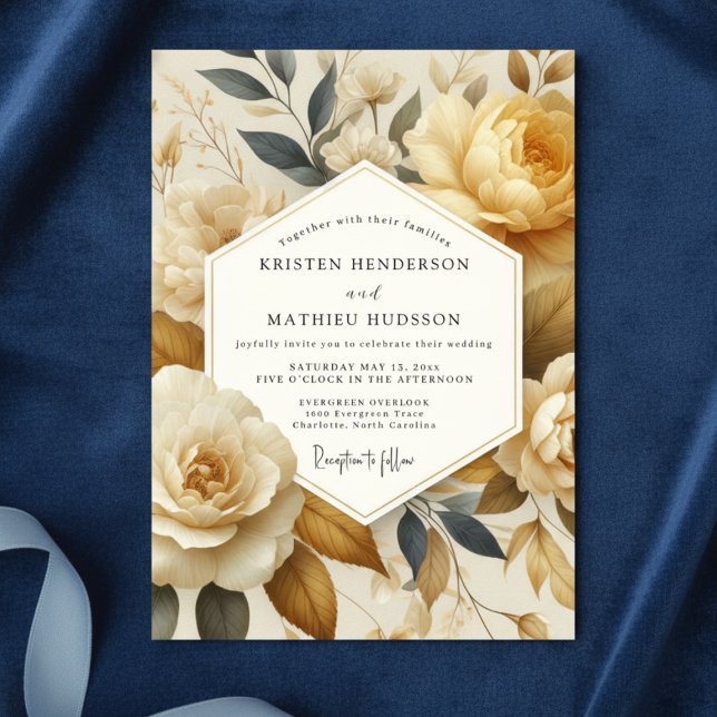 Convites Cream Floral Ethereal Wedding (Criador carregado)