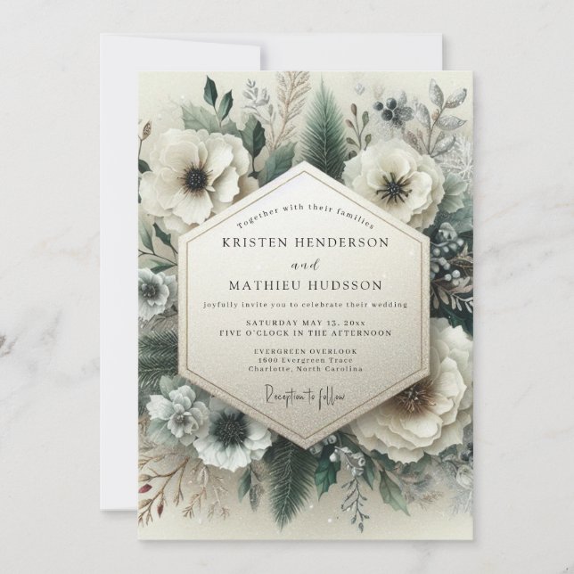 Convites Cream Floral Ethereal Wedding (Frente)