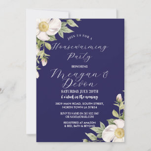 Convites Cream Florals White Flowers Partido do Aquecimento