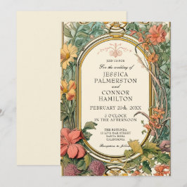 Convites Cream Orange Green Vintage Casamento Floral