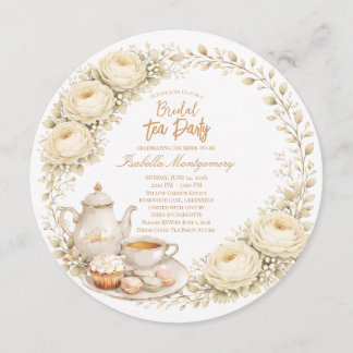 Convites Cream Palette Tea Party Bridal Shower