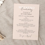 Convites Cream Rosa Semanal Aniversário do Dia Itinerário<br><div class="desc">Delicar cronograma de Fim de Semana de Caligrafia Moderna. Design apresenta um esquema de texto elegante e moderno. Para fazer alterações avançadas,  selecione a opção "Clique para personalizar mais" em Personalizar este modelo.</div>