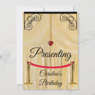 Convites Cream Silk Theater Cortina Aniversário