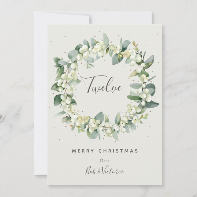 Convites Cream Snowberry+Eucalyptus Table Number (Frente)