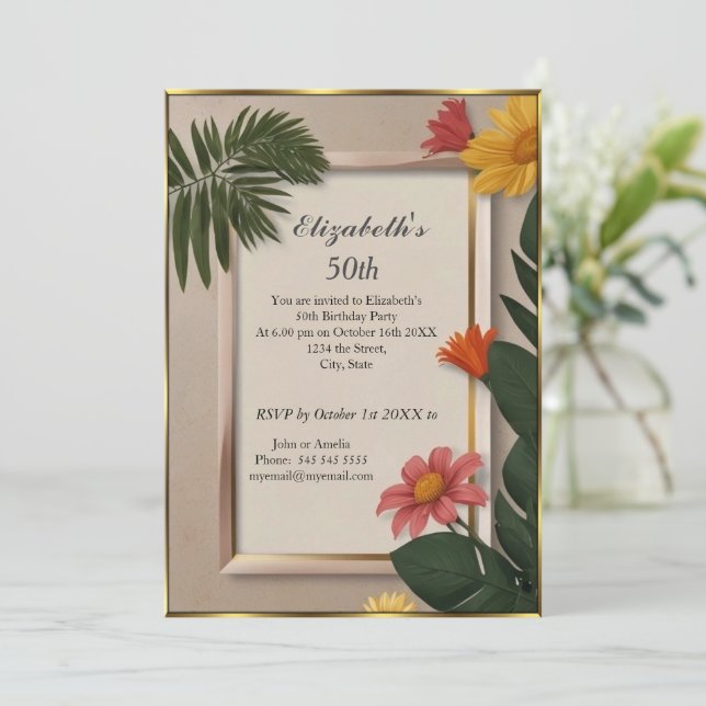 Convites Cream Summertime 50th Festa de aniversário (Em pé/Frente)