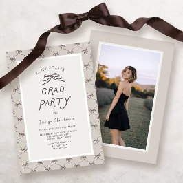 Convites Cream Taupe Coquette Bow Grad Party