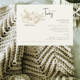 Convites Cream Twins Pequeno Chá de fraldas