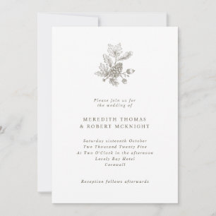 Convites Cream Vintage Pinecone & Casamento outono Acorns