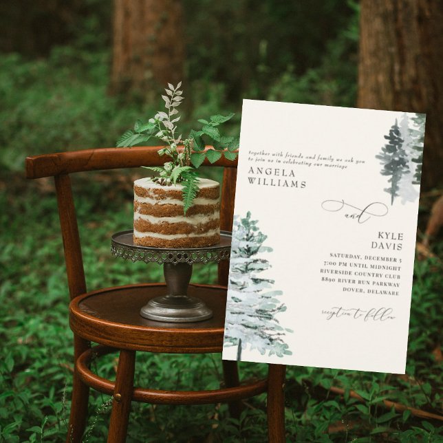 Convites Cream Watercolor Woodland Invitation (Criador carregado)