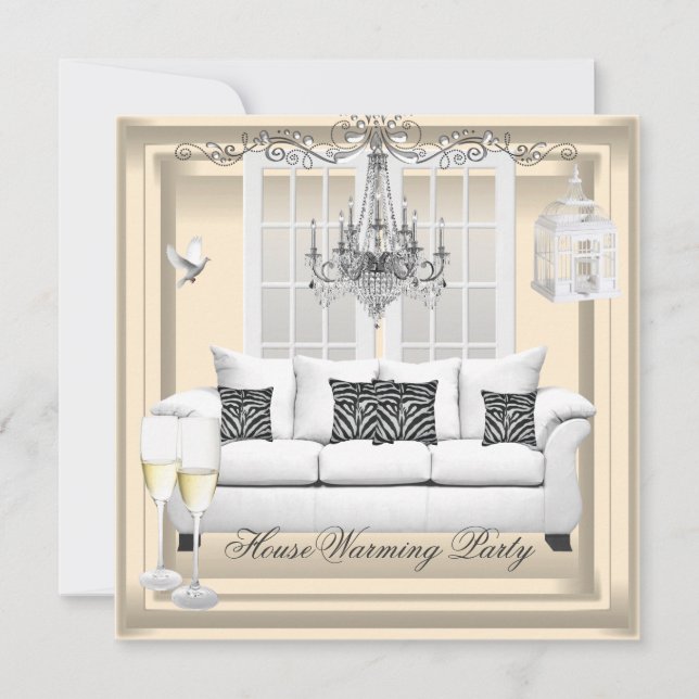 Convites Cream White Champagne Lustre Casa Nova (Frente)