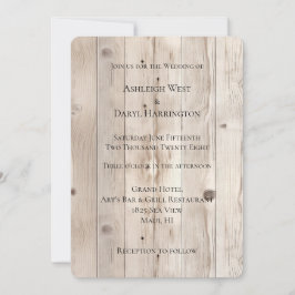 Convites Cream White Wood Wedding