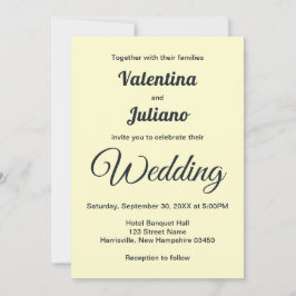 Convites Cream With Slate Typography Wedding Invitation