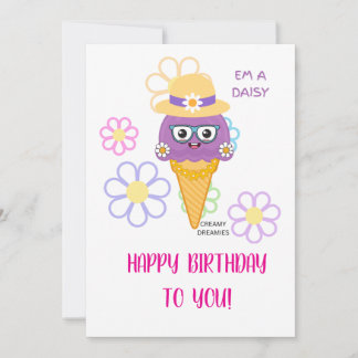 Convites Creamy Dreamies Birthday Card girl EM A DAISY
