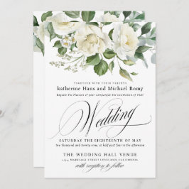 Convites CreamyFloral Eucalyptus Script Calligraphy Wedding