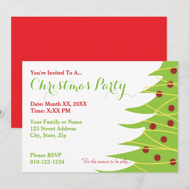 Convites Create Your Own Christmas Party Invitation (Frente/Verso)