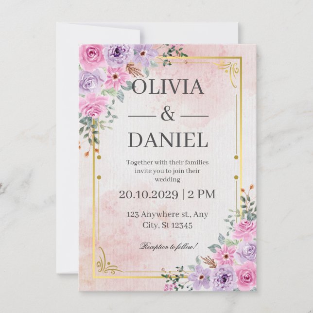 Convites Create Your Own Custom Wedding Invitation Cards (Frente)