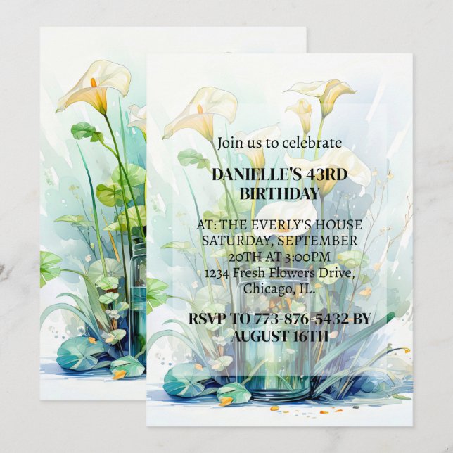 Convites Creative Calla Lily Flower Art Festa de aniversári (Frente/Verso)