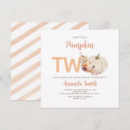 Convites Creme Branco Laranja Abóbora É Floral de Aniversár