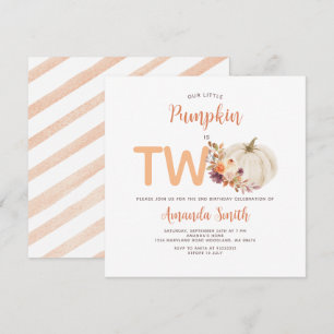 Convites Creme Branco Laranja Abóbora É Floral de Aniversár