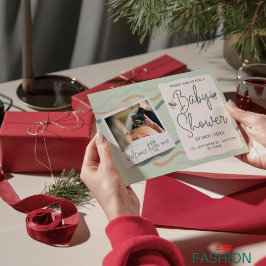 Convites Creme & Chá de fraldas Clássico de Cores Aquáticas