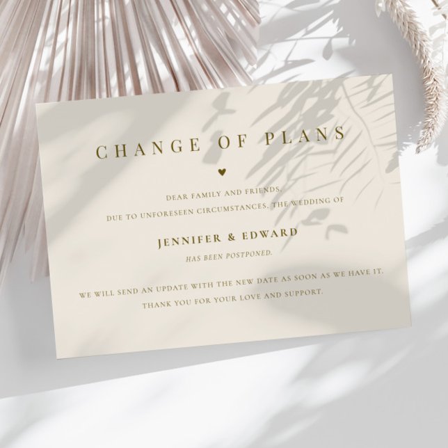 Convites Creme de Adiamento de Casamento Minimalista (Criador carregado)