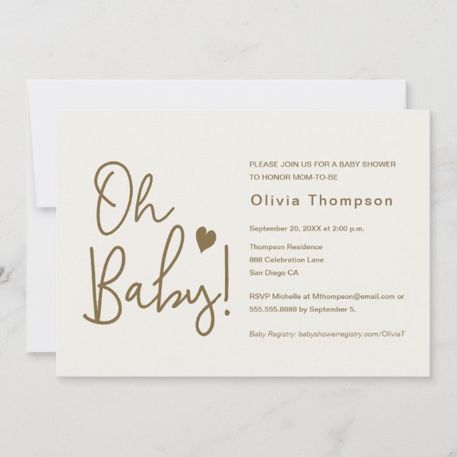 Convites Creme de Chá de fraldas Moderno, Coisa Personaliza (Frente)