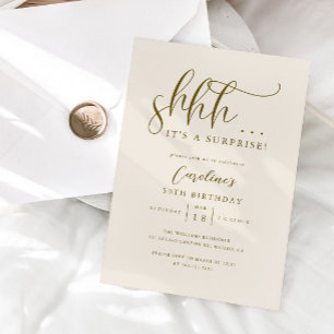 Convites Creme de Festa de aniversário de Surpresa Simples