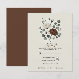 Convites Creme de Mocha Branco Moderno Floral RSVP de Casam