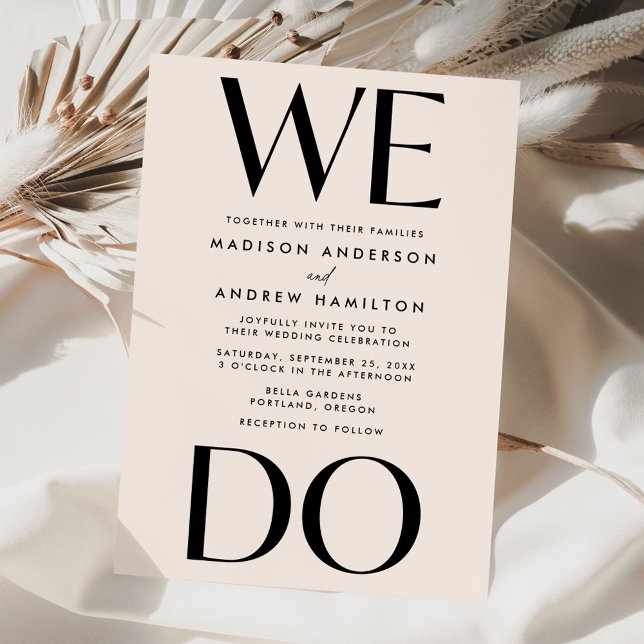 Convites Creme de Tipografia Moderna Nós Fazemos Casamento (Criador carregado)