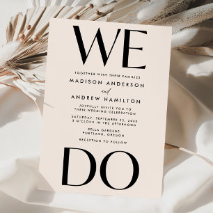 Convites Creme de Tipografia Moderna Nós Fazemos Casamento