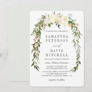 Convites Creme e Cinzas Casamento Floral De Garland Botân