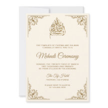 Creme e Dourada Cerimônia Muçulmana Islâmica Mehnd