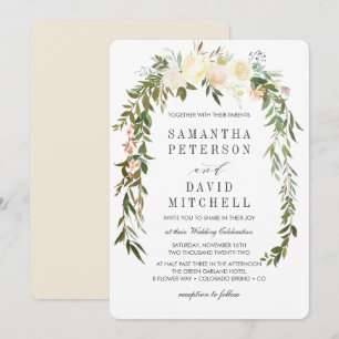 Convites Creme e Marfim   Casamento Floral De Garland Botân