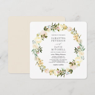 Convites Creme e Marfim   Casamento Floral De Garland Botân