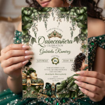 Creme e Verde Tiara Floral Dourada Quinceañera