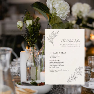 Convites Creme Elegante Na Noite Antes Do Ensaio De Casamen