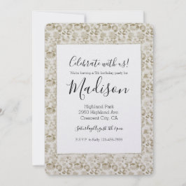 Convites Creme Glam Leopard Impressão