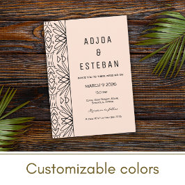 Convites Creme Impressão de Boho Tribal e Preto