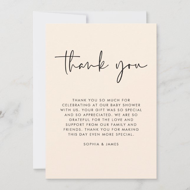 Convites Creme Moderno Gênero Chá de fraldas Neutro Obrigad (Frente)