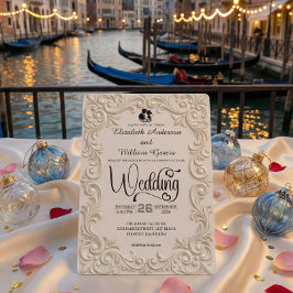 Convites Creme Romântico E Caligrafia Formal Em Carvão