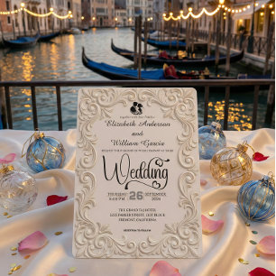 Convites Creme Romântico E Caligrafia Formal Em Carvão