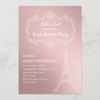 Creme Rosa Elegante Torre Eiffel White Sweet 16