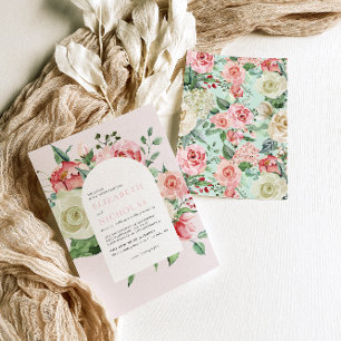 Convites Crème & Rose   Florais Românticos de Primavera par