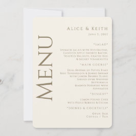 Convites Creme Texto Dourado Arredondado Menu Casamento Con